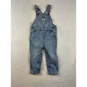 OshKosh‎ B'Gosh Toddler Girl's Denim Overalls with Hearts Size 18 months Snaps